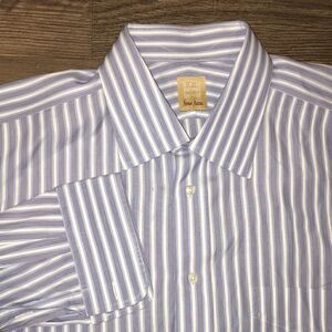 Ike Behar Neiman Marcus Blue Stripe dress shirt XL
